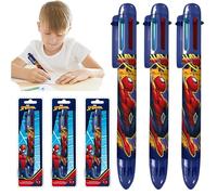 3Pcs Spiderman 6-in-1 Retractable Ballpoint Pen - Multicolor Ink Pen, 0.5 mm Fine Tip - Smooth Writing School Supply for Kids & Superhero Fans