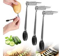 3pcs Spiral Cutter Knives, Stainless Steel Durable Manual Spiral Screw Slicer Practical Kitchen Gadgets Suitable for Fruits Potatoes Cucumbers Carrots