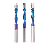 3PCS Spiral Flush Trim Router Bit Set ,1/4 Inch Shank , with Nano Coated ,for Wood Trimming,Set of 1pcs Up Down Compression Router Bit+ 1pcs Downcut +1pcs Up Cut