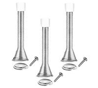 3pcs Spring Door Stops, Bendable Metal Door Stoppers with Anti-Slip Rubber Heads Screws Base, Long Door Springs for Protect Walls and Doors