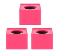 3pcs Square Cube Plastic Microphone Flag for Interview Hosts | Pink Finish, Universal Fit for Handheld Units, Lightweight Portable Set for Press Conferences and Ktv