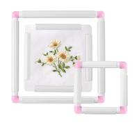 3Pcs Square Embroidery Hoops 6''/8''/11'' Plastic Embroidery Snap Frame Cross Stitch Hoop Frame Multifunctional Embroidery Clip Frame for Handmade Art Craft Sewing(Pink)