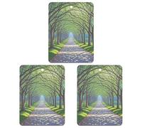 3Pcs Square Forest Oak Tree Printed Hanging Fragrance Scented Cards Air Fresheners Aromatherapy Tablets for Car Bedroom Wardrobe Shoe Cabinet Travel