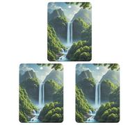 3Pcs Square Forest Waterfalls Printed Hanging Fragrance Scented Cards Air Fresheners Aromatherapy Tablets for Car Bedroom Wardrobe Shoe Cabinet Travel