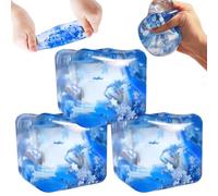 3PCS Square Ice Cube Fidget Toys Blue Cube Stress Balls for Kids Adults Slow Rebound Balls Fidget Toys Squeeze Ball Stress Relief Toys for Boys Girls