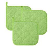 3pcs Square Pot Holders, Silver Coated Heat-Insulated Hot Pads with Hanging Loop, Washable Reusable Polyester Pot Holders for Kitchen 7x7 Inch