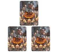 3Pcs Square Strange Pumpkin Lantern Printed Hanging Fragrance Scented Cards Air Fresheners Aromatherapy Tablets for Car Bedroom Wardrobe Shoe Cabinet Travel