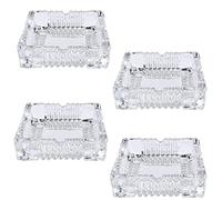 3Pcs Square Transparent Crystal Glass Ashtray European Living Room Office Bar Indoor Restaurant Decoration Cigar Ashtray Men Gift (3)