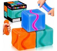 3PCS Squishy Cube Fidget Toys, Ice Cube Stress Balls for Adults Kids, Giant Soft Textured Sensory Sugar Balls Squeeze Toys for Relax Anxiety Stress, Stocking Fillers for Boys Girls Teenage