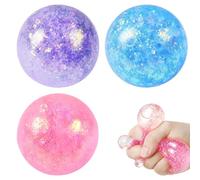 3Pcs Squishy Cube, Sensory Fidget for Focus Challenges and Anxiety Relief, Desk Decor and Stress Relief Tools, Set of 3 Pink Blue Purple Squishy Balls