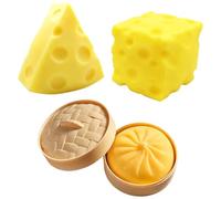 3Pcs Squishy Dumpling, Cheese Shaped Triangle Cube and Bun Shapes, Mystery Dumplings Set with Soft Foam for Office Use, Compact Size for Easy Storage