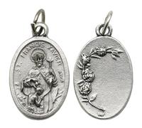 3Pcs St Francis Xavier Oval Zinc Alloy Medal Pendant | Antique Silver Catholic Charm with Rose Engraved Backside, Religious Jewelry Making Supply for Rosary & Necklace DIY