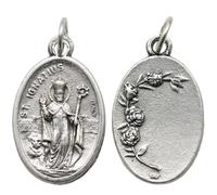 3Pcs St Ignatius Medal Oval Catholic Pendant Double Sided Rose Charm | Antique Silver Finish Religious Saint Medal for DIY Rosary Jewelry Making, Baptism Confirmation Gift