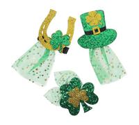 3pcs St Patricks Day Hair Clips with Green Veil for Women | Iron Mesh Sequin Felt Tulle, Secure Hold for Bangs, School Spirit Days and Parades