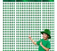 3Pcs St Patricks Day Tinsel Curtains Lucky Green Shamrock Foil Fringe Curtains Ireland St Patricks Day Decorations For Party Home School Bar Glitter Green Shamrock Party Holiday Decorations