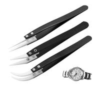 3Pcs Stainless Steel Ceramic Pointed Tweezers for Electronic Repair,Jewelry Making,Laboratory Work,High Temperature Resistant Insulated Clamping Tools