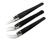 3Pcs Stainless Steel Ceramic Pointed Tweezers for Electronic Repair,Jewelry Making,Laboratory Work,High Temperature Resistant Insulated Clamping Tools