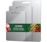 3PCS Stainless Steel Chopping Board, Titanium Cutting Board Antibacterial Double-Sided Food Grade Cutting Board Easy to Clean for Meat, Vegetables, Fruit, Bread