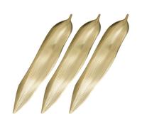 3pcs Stainless Steel Chopsticks Rest with Willow Leaf Design | Japanese Inspired Minimalist Style, Anti-roll Groove for Stable Support, Golden Colour Finish, Suitable for Soup Spoons