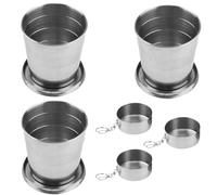 3PCS Stainless Steel Collapsible Cup, Travel Cup with Keychain Portable Collapsible Drinkware Folding Drinking Mug for Camping (250ml)