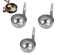 3PCS Stainless Steel Egg Poacher, No-Stick Eggs Poacher Cups, Hangable Poached Egg Pan, Folding Poached Eggs Maker with Hanging Ear, for Kitchen Cooking, Picnic, Breakfast, Household