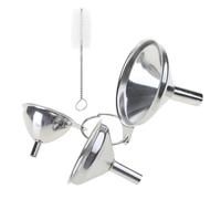 3Pcs Stainless Steel Funnel With Cleaning Brush Large Mediums Small Food Grade Metal For Kitchen Use Oil Spill Tool
