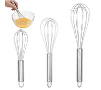 3PCS Stainless Steel Hand Whisk, Balloon Whisk for Cooking, Family Hand | Small Whisk with Ergonomic Handle, Egg Whisk for Blending, Beating, Stirring, Cooking and Baking