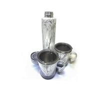 3PCS Stainless Steel Insulated Bottle Set Thermal Flask Table Top, 690 ML Vacuum Insulated Bottle with 290 ML Mugs with Lids, Perfect for Christmas Anniversary Birthday Gift (White Marble)