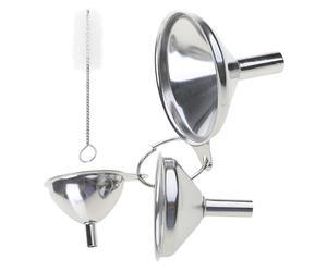 3Pcs Stainless Steel Kitchen Funnel Set Small Funnel Oil Spill Tool Food Grade Metal for Essential Oil Spices Small