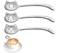 3Pcs Stainless Steel Long-Tail Cat Coffee Spoons, Mirror Polished Teaspoons & Dessert Spoons - Cute Novelty Elegant Stirring Utensils for Latte, Hot Chocolate, Tea, Home or Café Use