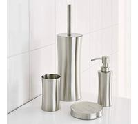 URBNLIVING Ridder 3pcs Stainless Steel Matching Bathroom Dispenser Tumbler Toilet Brush Set
