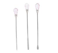 3Pcs Stainless Steel Nail Art Stirring Rod Spatula Picker Set Professional DIY Manicure Tools for Mixing Polish Glitter and Decorations (Roseate)
