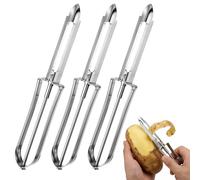 3pcs Stainless Steel Peeler, Multi-Function Vegetable Peelers for Kitchen, Ergonomic Handle, Kitchen Peeler for Veggie, Potato, Carrot, Fruit, Apple, Dishwasher Safe