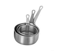 3Pcs Stainless Steel Sauce Pan, Multifunctional Sauce Pan, 60ML,80ML,100ML Stackability, For Households,Restaurants,Food Stores (Silver)