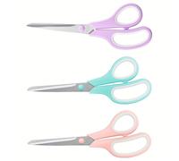3Pcs Stainless Steel Scissors 8.5Inch Ergonomic Rubber Handle Tailoring Shears for Household Sewing Offices Crafting Paper Scissors