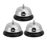 3Pcs Stainless Steel Service Call Bell, Hotel Restaurant Counter Bell, Clear Loud Ringing Desktop Bell with Sturdy Base for Reception Desk, Bar, and Hospitality Use (L)