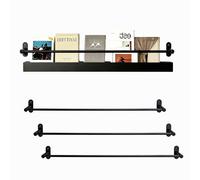3pcs Stainless Steel Shelf Guard Rail, Matte Black Metal Shelf Front Rails Rod, Protects Against Falls Guardrail Bar for Magazine/Spice Rack(Style A,29in/74cm)