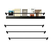 3pcs Stainless Steel Shelf Guard Rail, Matte Black Metal Shelf Front Rails Rod, Protects Against Falls Guardrail Bar for Magazine/Spice Rack(Style B,15in/38cm)