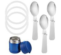 3pcs Stainless Steel Spoons & 3pcs Gaskets Compatible with Thermos Funtainer 10OZ Food Jars, Small Foldable Spoons Dishwasher Safe
