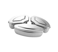 3Pcs Stainless Steel Steamer Boxes with Lids Fan Shaped Divided Steaming Tray Set for 6 Quart and 8 Quart Pots Oven and Air Fryer Safe