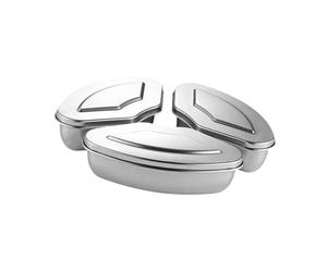 3Pcs Stainless Steel Steamer Boxes with Lids Fan Shaped Divided Steaming Tray Set for 6 Quart and 8 Quart Pots Oven and Air Fryer Safe