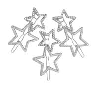 3pcs Star Hair Pins Rhinestone Accents, Silver Zinc Alloy | Decorative Sparkle for Bangs and Loose Strands, Cute Glamorous Style, Bridesmaids and Adults for Prom