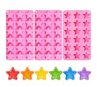 3Pcs Star Ice Cube Tray for Drinks, Cocktail, Juice, Coffee, 45-Cavity Star Silicone Chocolate Molds for Gummy, Candy, Jello, Wax Melt & Birthday Pool Party