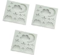 3Pcs Star Moon Clouds Shaped Silicone Fondant Molds, Candy Chocolate Molds for DIY Cake Fondant Cookie Cloud Fondant Mold Moon for Candy Baking Sugar Cakes Decorating Candy Making Supplies