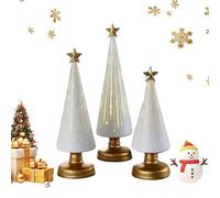 3PCS Starrys nights Tree,Festive Decor for Resin Christmas Ornaments Craft Gift Decoration,Illuminated Starry Night Trees,Gradient Glass Christmas Tree with Led Lights,for Home Decors (White)