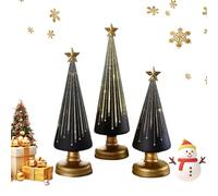 3PCS Starrys nights Tree,Festive Decor for Resin Christmas Ornaments Craft Gift Decoration,Illuminated Starry Night Trees,Gradient Glass Christmas Tree with Led Lights,for Home Decors (Black)