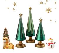 3PCS Starrys nights Tree,Festive Decor for Resin Christmas Ornaments Craft Gift Decoration,Illuminated Starry Night Trees,Gradient Glass Christmas Tree with Led Lights,for Home Decors (Green)