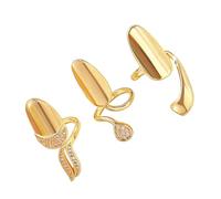 3PCS Statement Knuckles Rings Set with Shining Cubic Zirconia Stones Manicure Jewelry for Eye Catching Nails Accessories