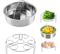 3Pcs Steamer Basket Rack Set Stainless Steel Trio Separator Set Durable Pressure Cooker Accessories Steam Basket with Egg Steamer Rack Divider for Pressure Cooker Instant Pot