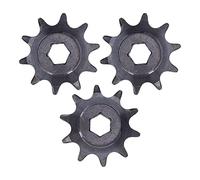 3Pcs Steel Sprocket Drive Gear Kit, 8mm Pitch Hex Hole 10 Teeth Set, Stainless Steel Sprocket Gear for Mechanical Equipment, Black Galvanized Surface Treatment, Compatible with Hex
